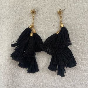 Ettika Black and Gold Tassel Earrings